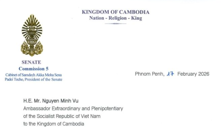 ឯកឧត្តមបណ្ឌិត ឈីវ យីស៊ាង ប្រធានគណៈកម្មការទី៥ និងជានាយកខុទ្ទកាល័យប្រធានព្រឹទ្ធសភានៃព្រះរាជាណាចក្រកម្ពុជា ផ្ញើសារលិខិតអបអរសាទរជូន ឯកឧត្តម Nguyen Minh Vu ឯកអគ្គរដ្ឋទូតនៃសាធារណរដ្ឋសង្គមនិយមវៀតណាមប្រចាំកម្ពុជា ក្នុងឱកាសពិធីបុណ្យឆ្នាំថ្មីប្រពៃណីជាតិវៀតណាម