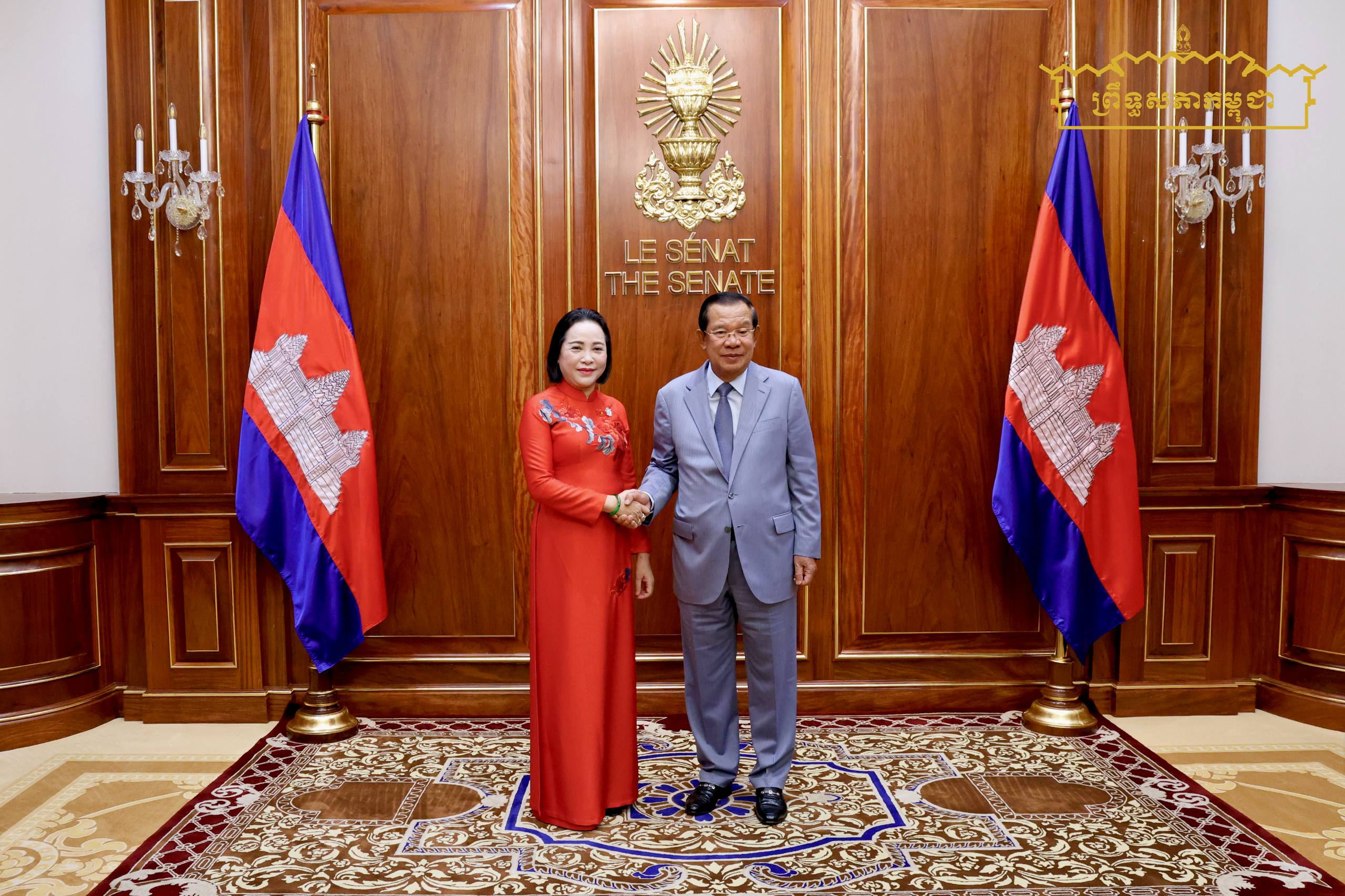 សម្តេចតេជោ ហ៊ុន សែន ទទួលជួបសម្តែងការគួរសមរបស់លិកជំទាវអនុប្រធានរដ្ឋសភាវៀតណាម